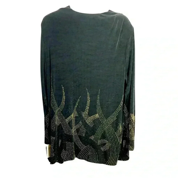 Vintage NWT Piccadilly Open Cardigan w Sparkles Holiday Season Black Size Large - Picture 3 of 16